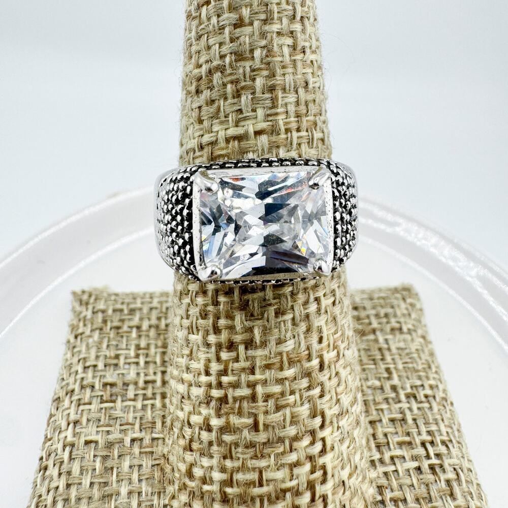 Vintage Textured Rectangle Statement Ring Chunky … - image 2
